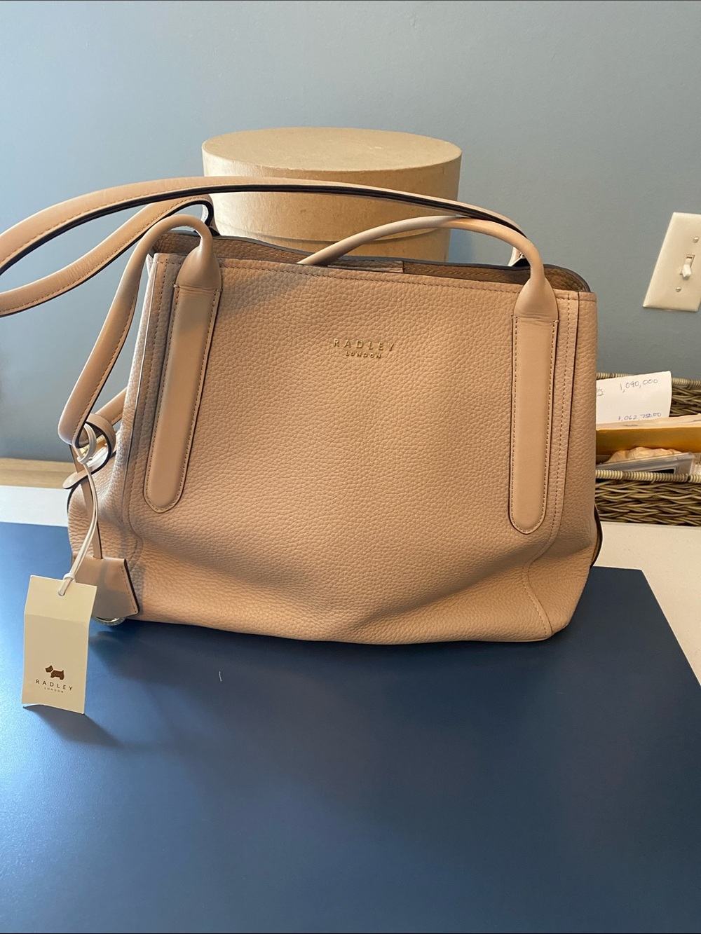 NWT RADLEY LONDON BAYLIS ROAD BEIGE LEATHER SHOULDER BAG